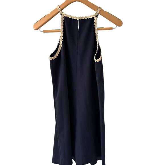 Lilly Pulitzer Navy Blue Silver Lace Embroidered Sleeveless Short Shift Dress 4 - Picture 2 of 7
